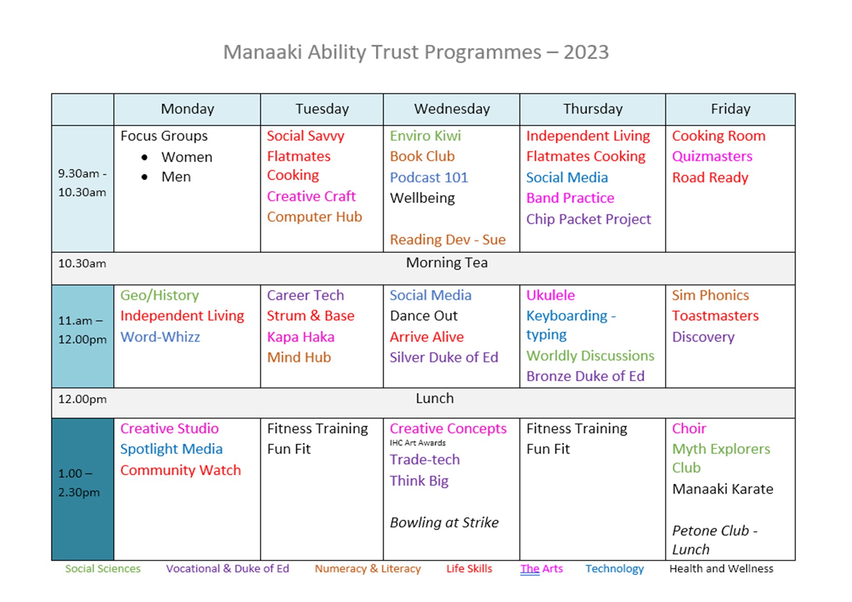 2023 Program Timetable